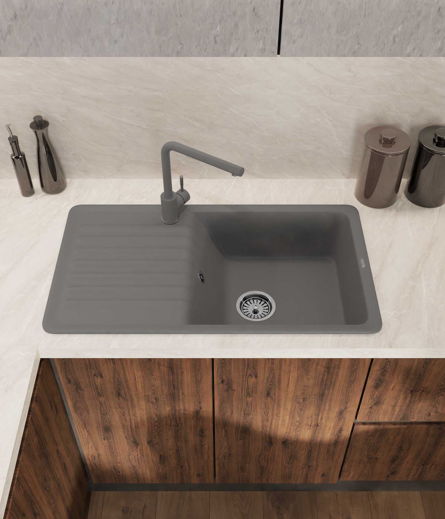 Смеситель для кухни GRANFEST QUARZ Z-5411 темно-серый - фото3