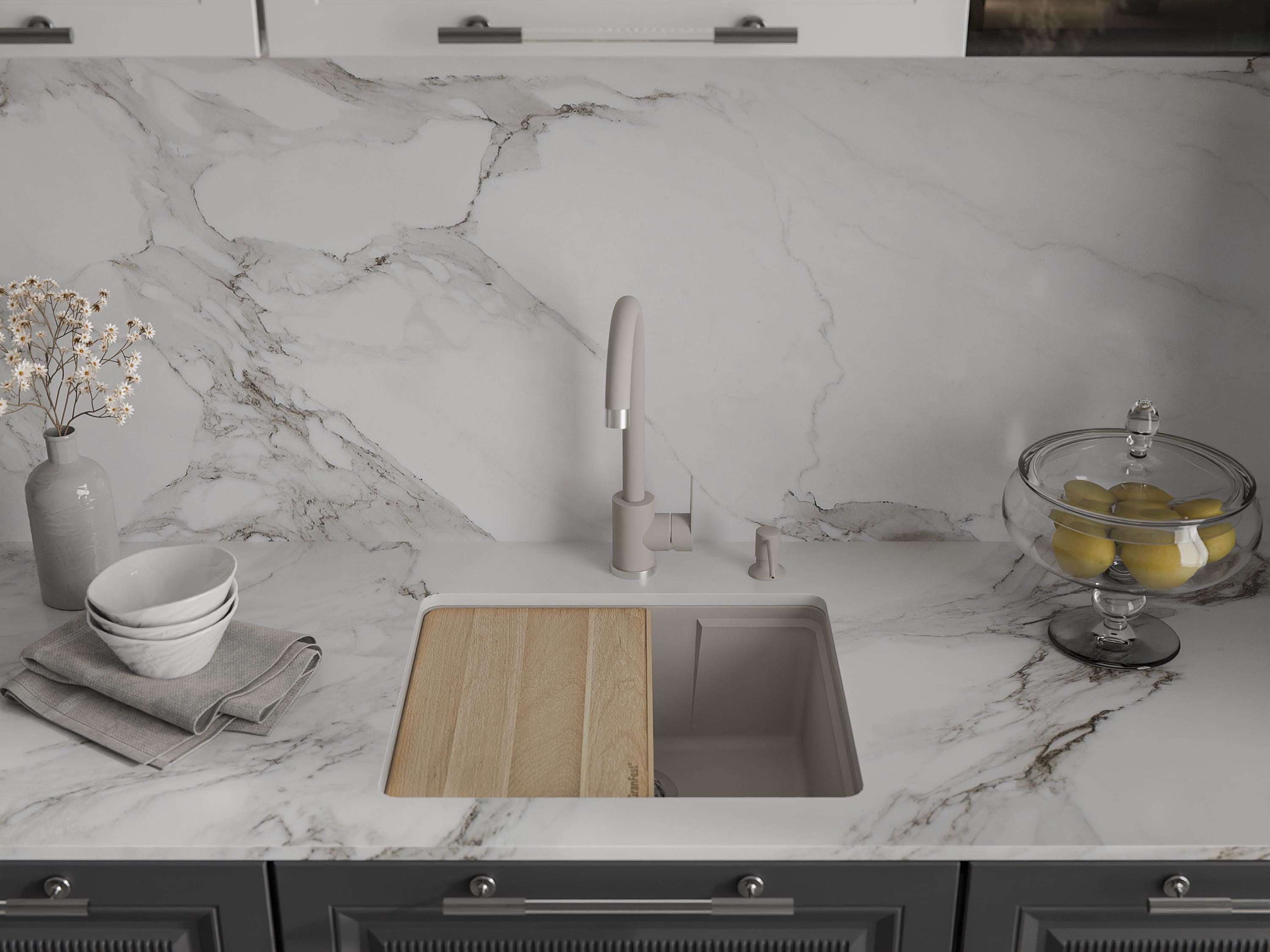 Кухонная мойка GRANFEST URBAN UR-4550 песочный - фото3