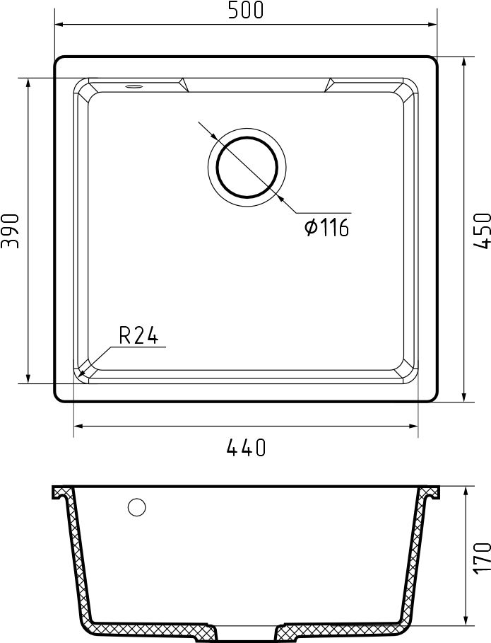 Кухонная мойка GRANFEST URBAN UR-4550 песочный - фото4