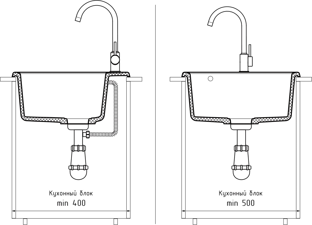 Кухонная мойка GRANFEST QUARZ Z-48 песочный + сифон - фото4