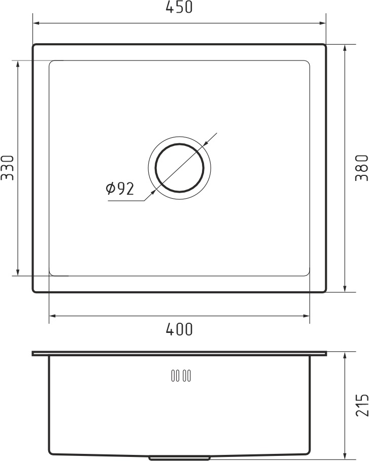 Кухонная мойка из нержавеющей стали GRANFEST METAL 4538 PVD графит - фото2