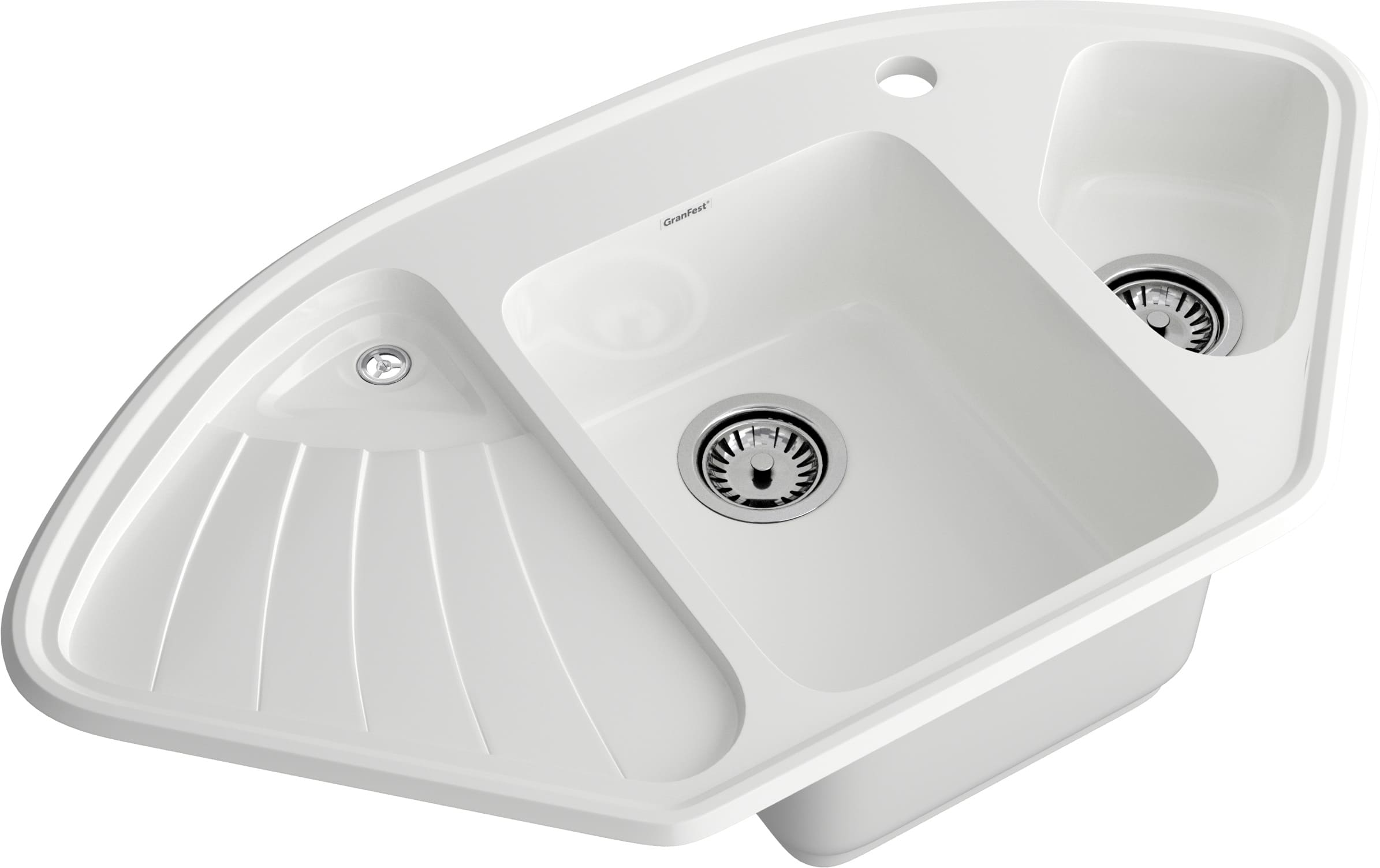 Кухонная мойка GRANFEST CORNER C-1040E иней - фото2