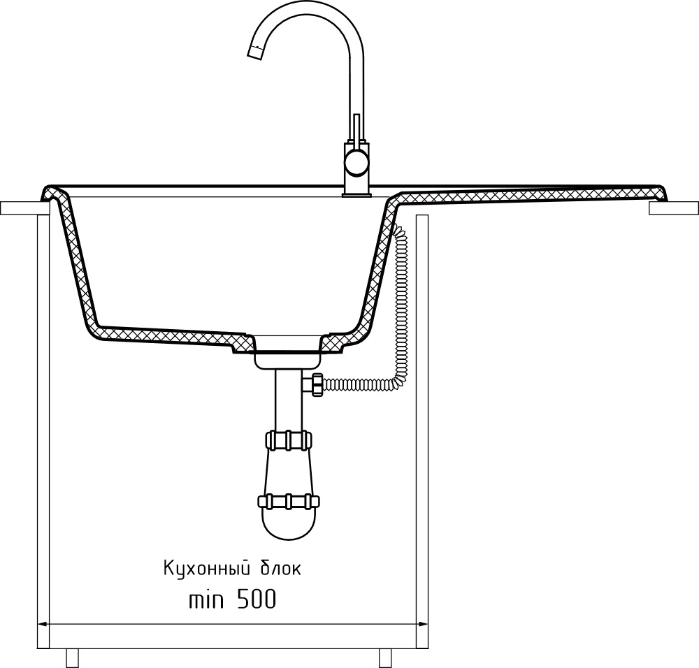 Кухонная мойка GRANFEST UNIQUE U-840L иней - фото4