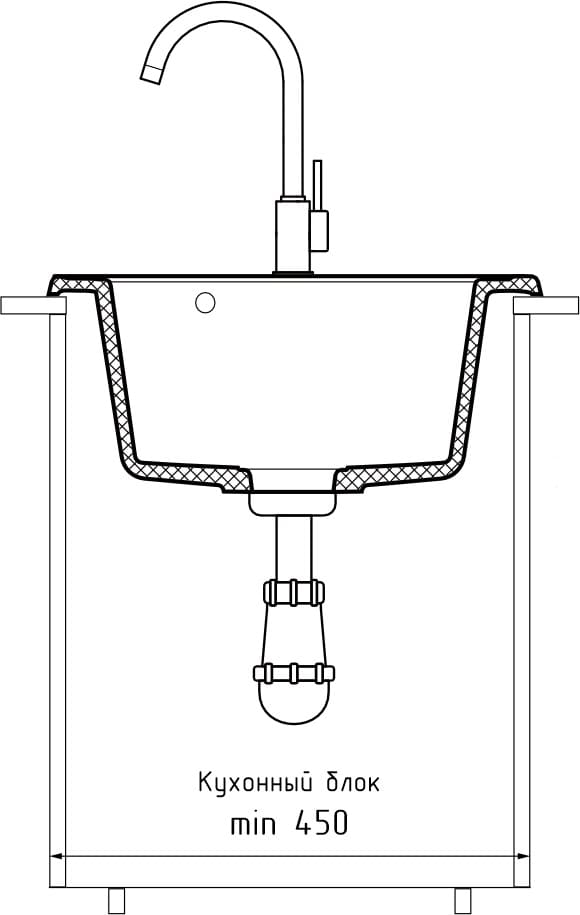 Кухонная мойка GRANFEST QUARZ Z-08 серый + сифон - фото4