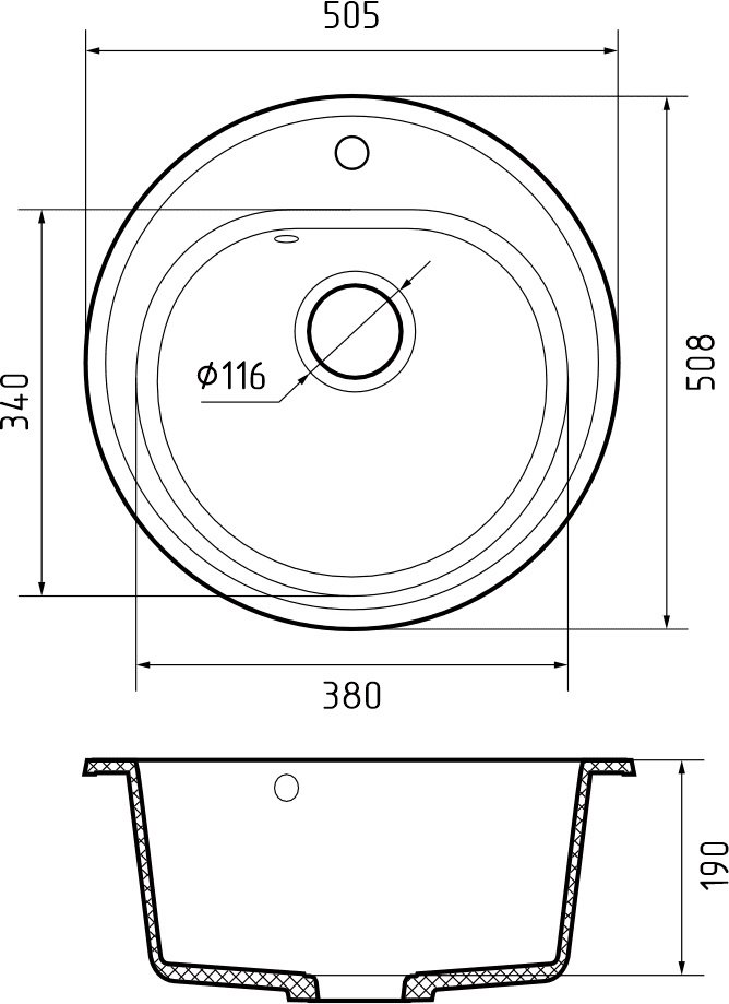 Кухонная мойка GRANFEST RONDO R-510 черный - фото4
