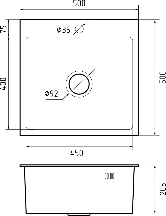 Кухонная мойка из нержавеющей стали GRANFEST METAL 5050 PVD графит - фото2