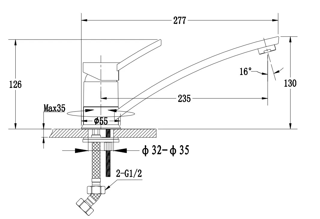 Смеситель для кухни GRANFEST 1724 графит - фото2