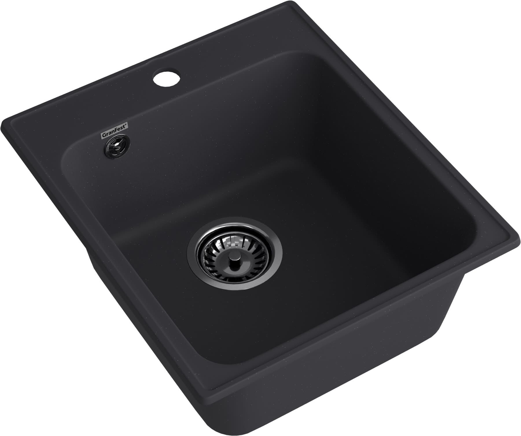 Кухонная мойка GRANFEST QUARZ Z-17 черный + сифон - фото2
