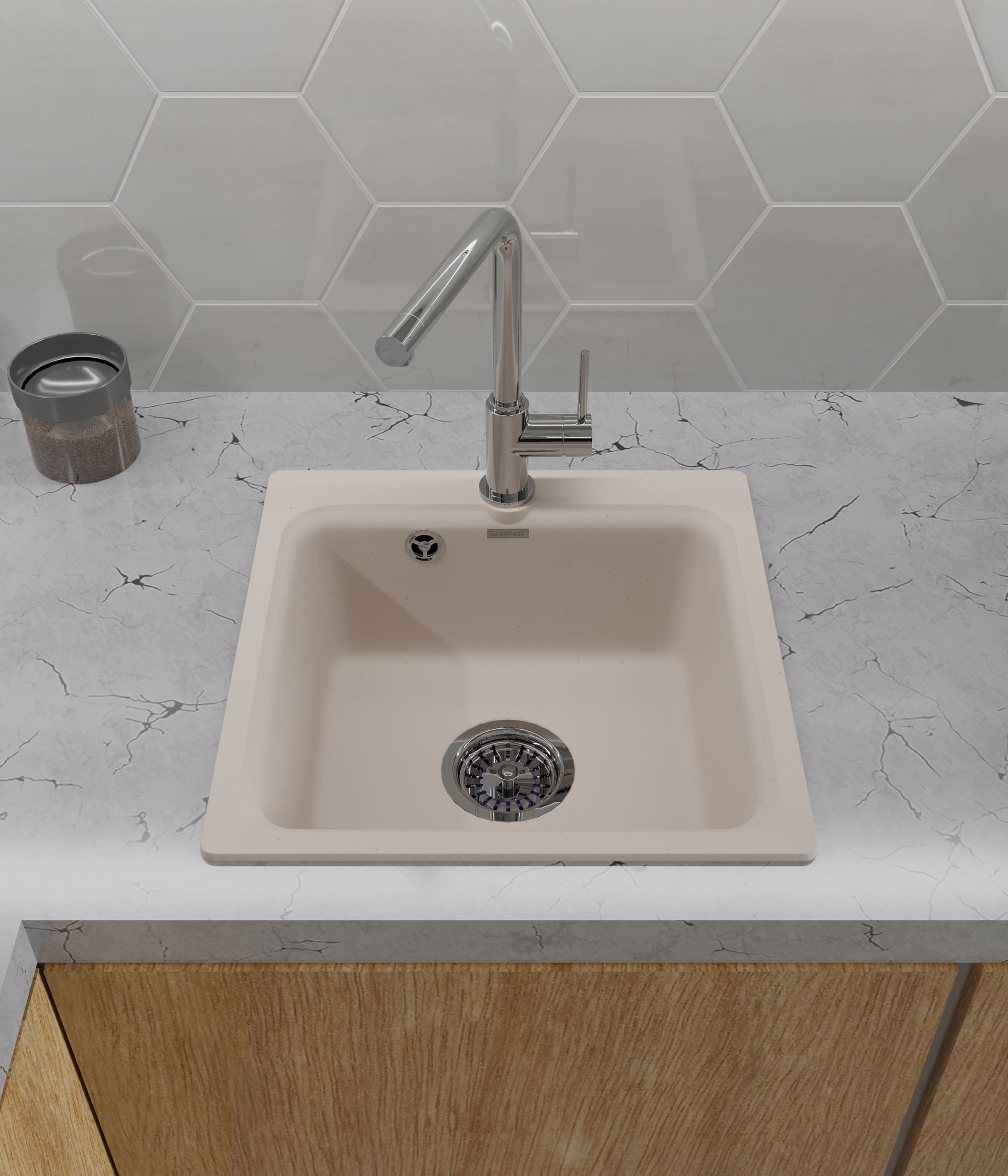 Кухонная мойка GRANFEST SMART SM-430 белый + сифон - фото3