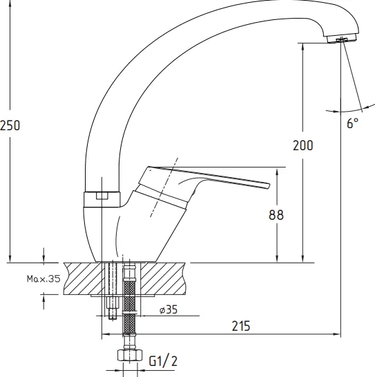 Смеситель для кухни GRANFEST Z-3323 нержавеющая сталь - фото3