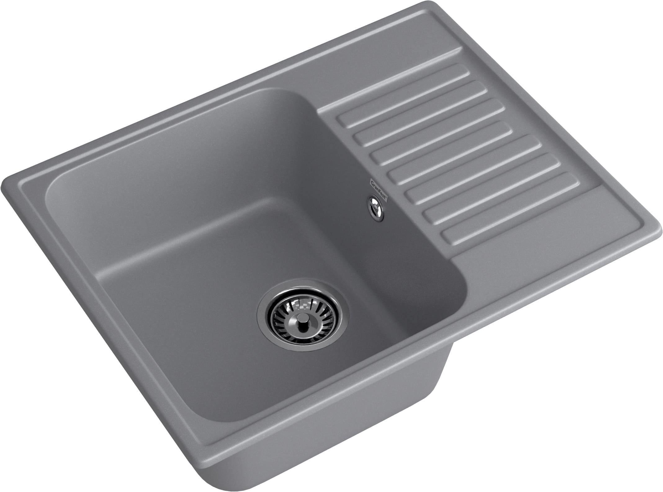 Кухонная мойка GRANFEST QUARZ Z-13 темно-серый + сифон - фото2