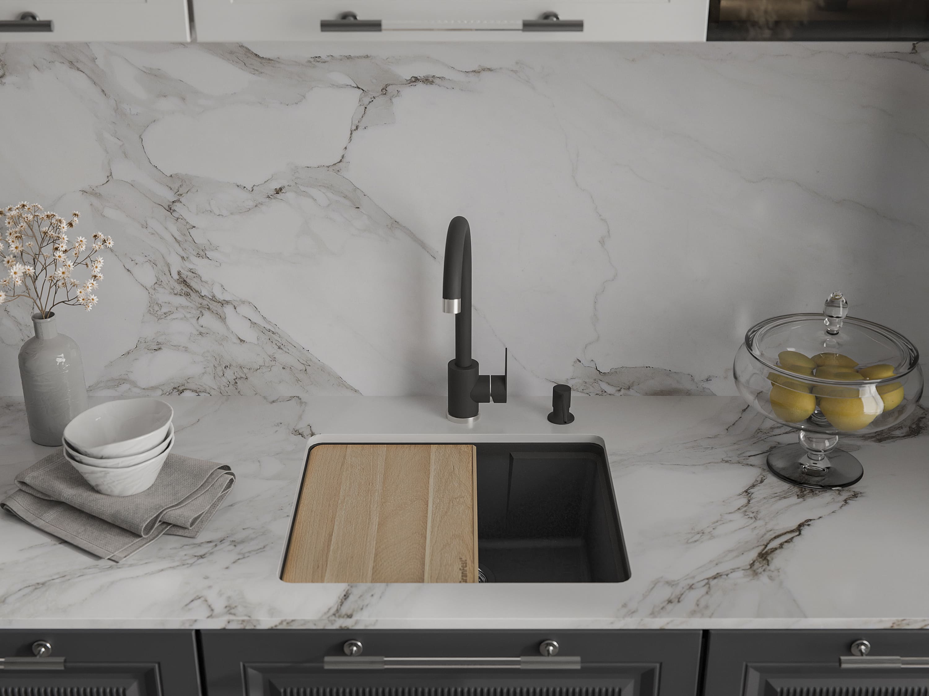 Кухонная мойка GRANFEST URBAN UR-4550 черный - фото3