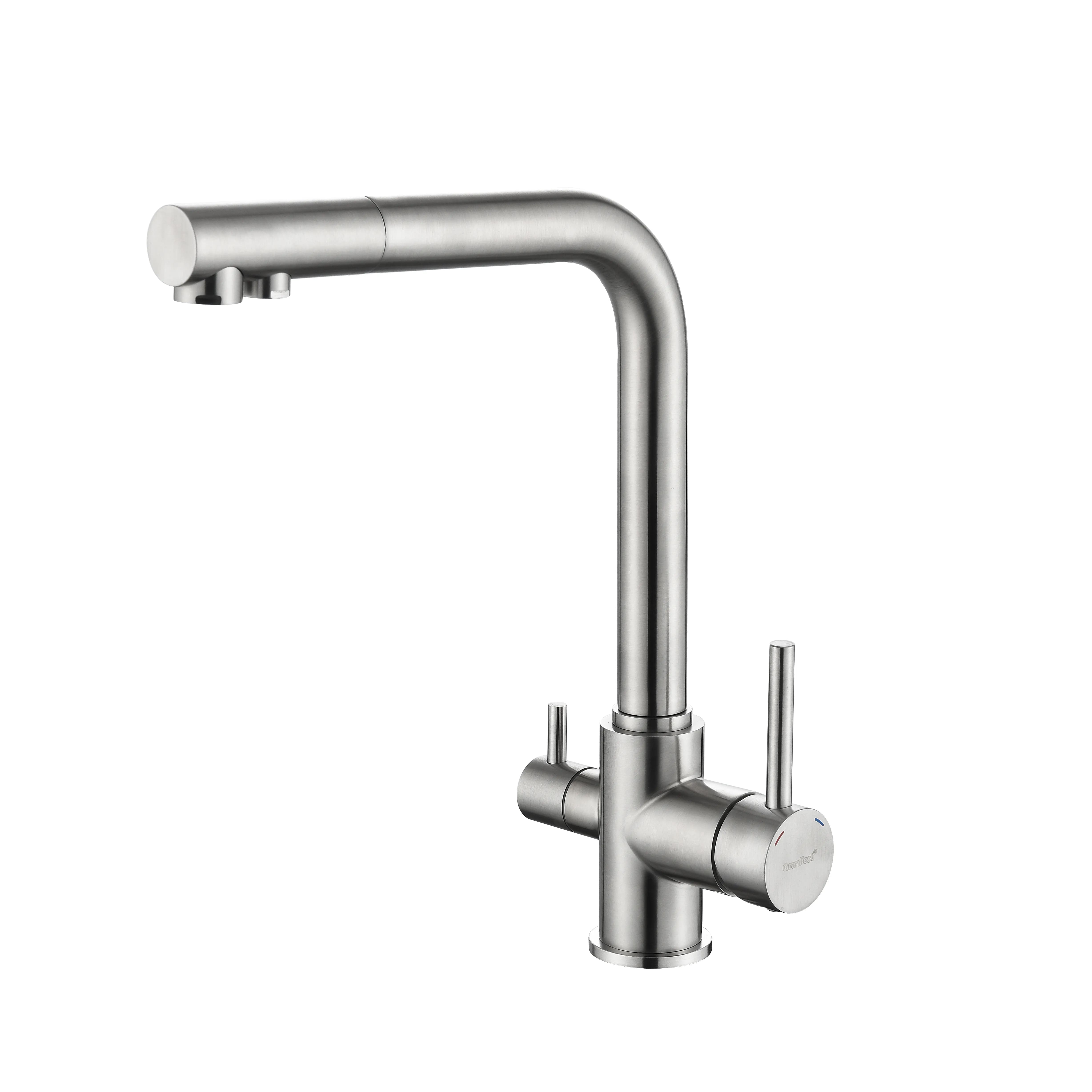 Смеситель для кухни GRANFEST 3611 нержавеющая сталь - фото