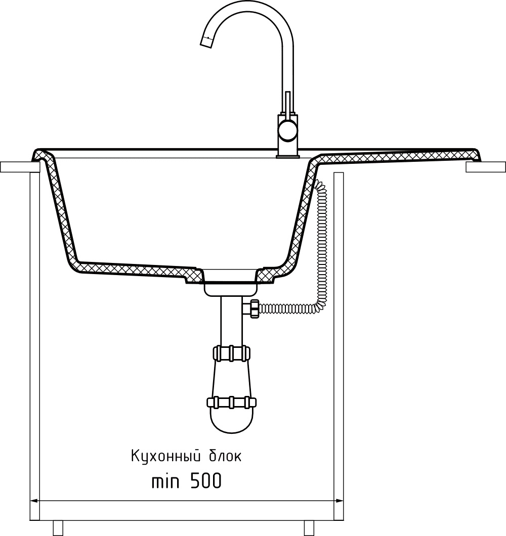 Кухонная мойка GRANFEST UNIQUE U-740L иней - фото4