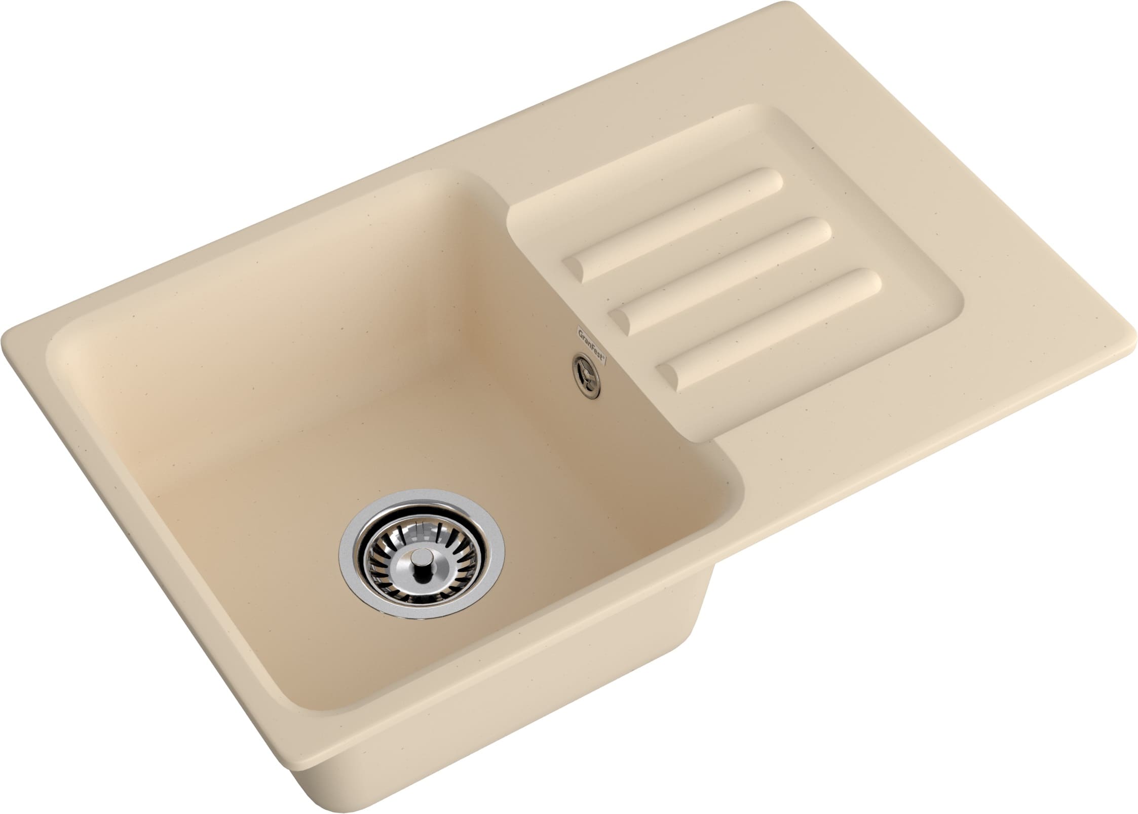 Кухонная мойка GRANFEST SMART SM-680L бежевый + сифон - фото2