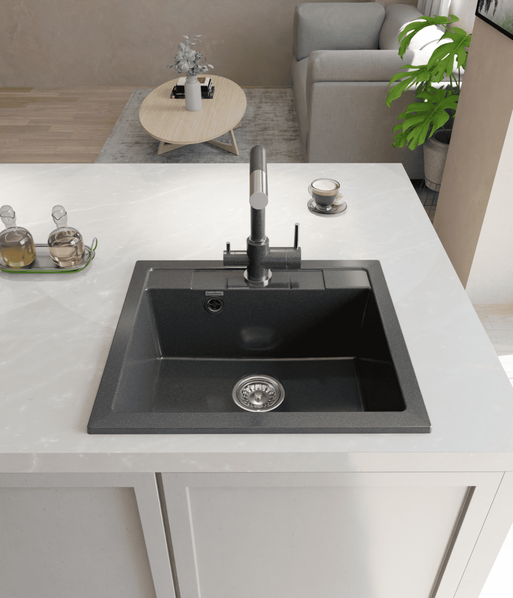 Кухонная мойка GRANFEST QUADRO Q-561 черный - фото3