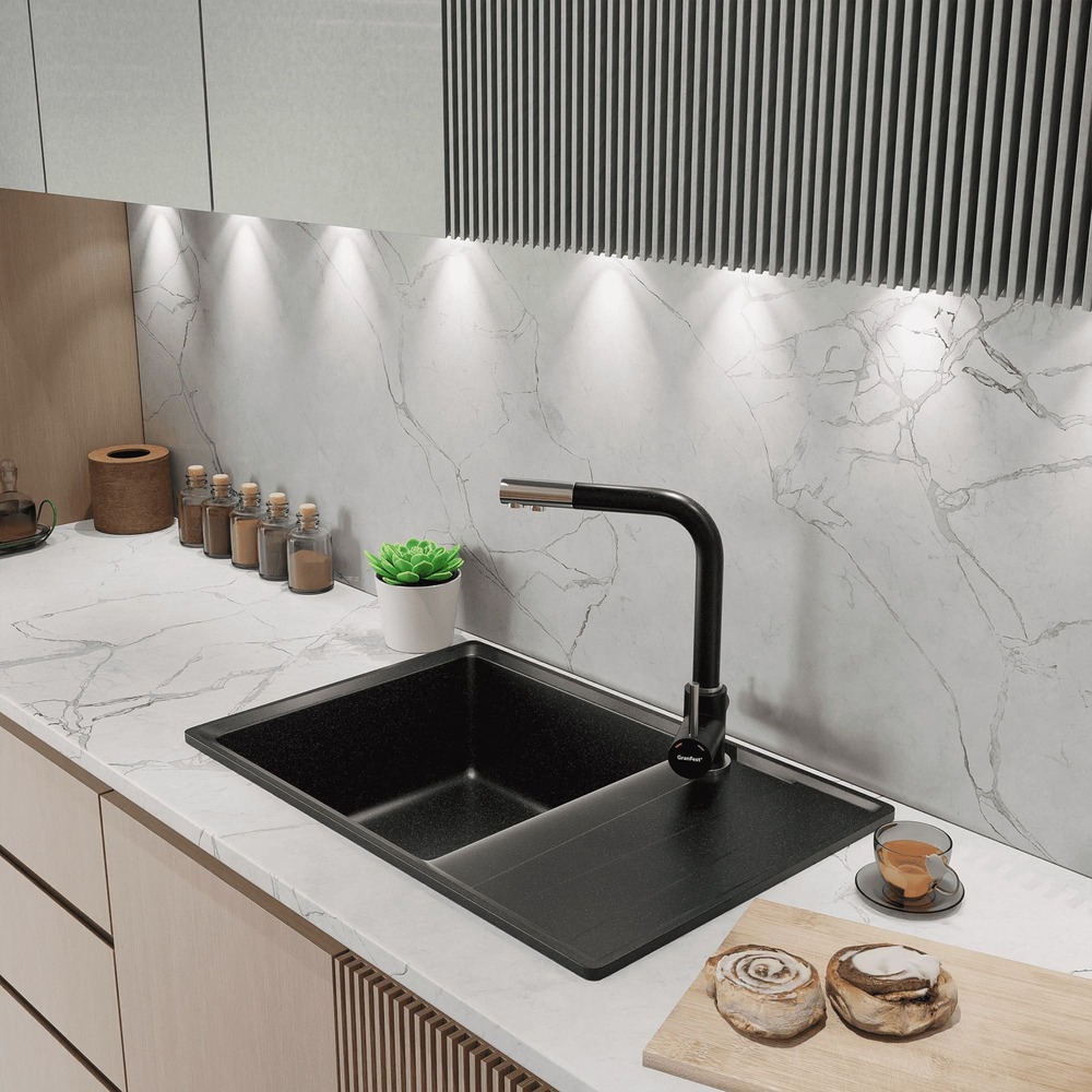 Кухонная мойка GRANFEST LEVEL LV-760L черный - фото3