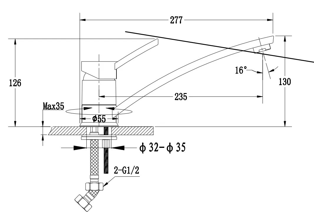 Смеситель для кухни GRANFEST 1724 терракот - фото2