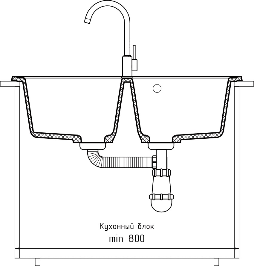 Кухонная мойка GRANFEST STANDART S-780K графит - фото4