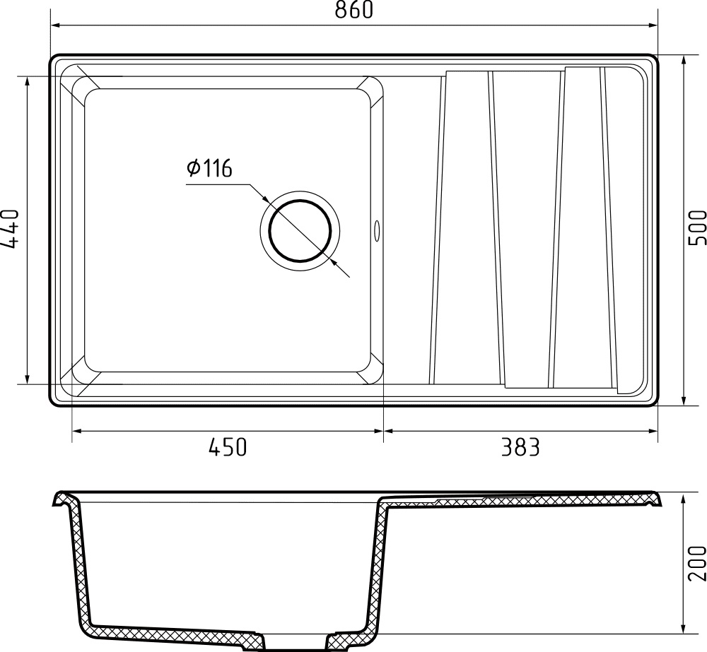 Кухонная мойка GRANFEST LEVEL LV-860L терракот - фото3