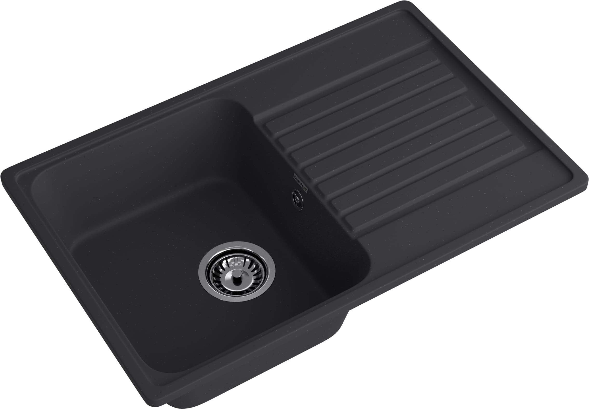 Кухонная мойка GRANFEST QUARZ Z-78 черный + сифон - фото2