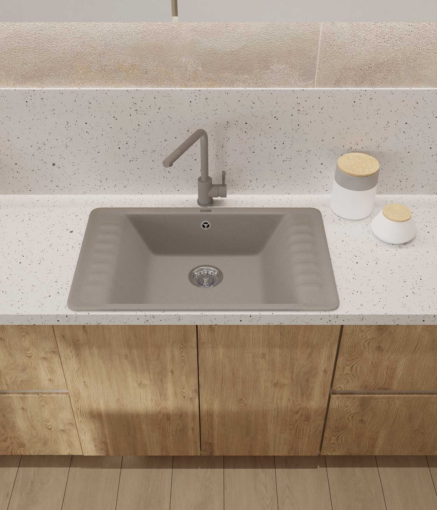 Смеситель для кухни GRANFEST QUARZ Z-5411 песочный - фото3