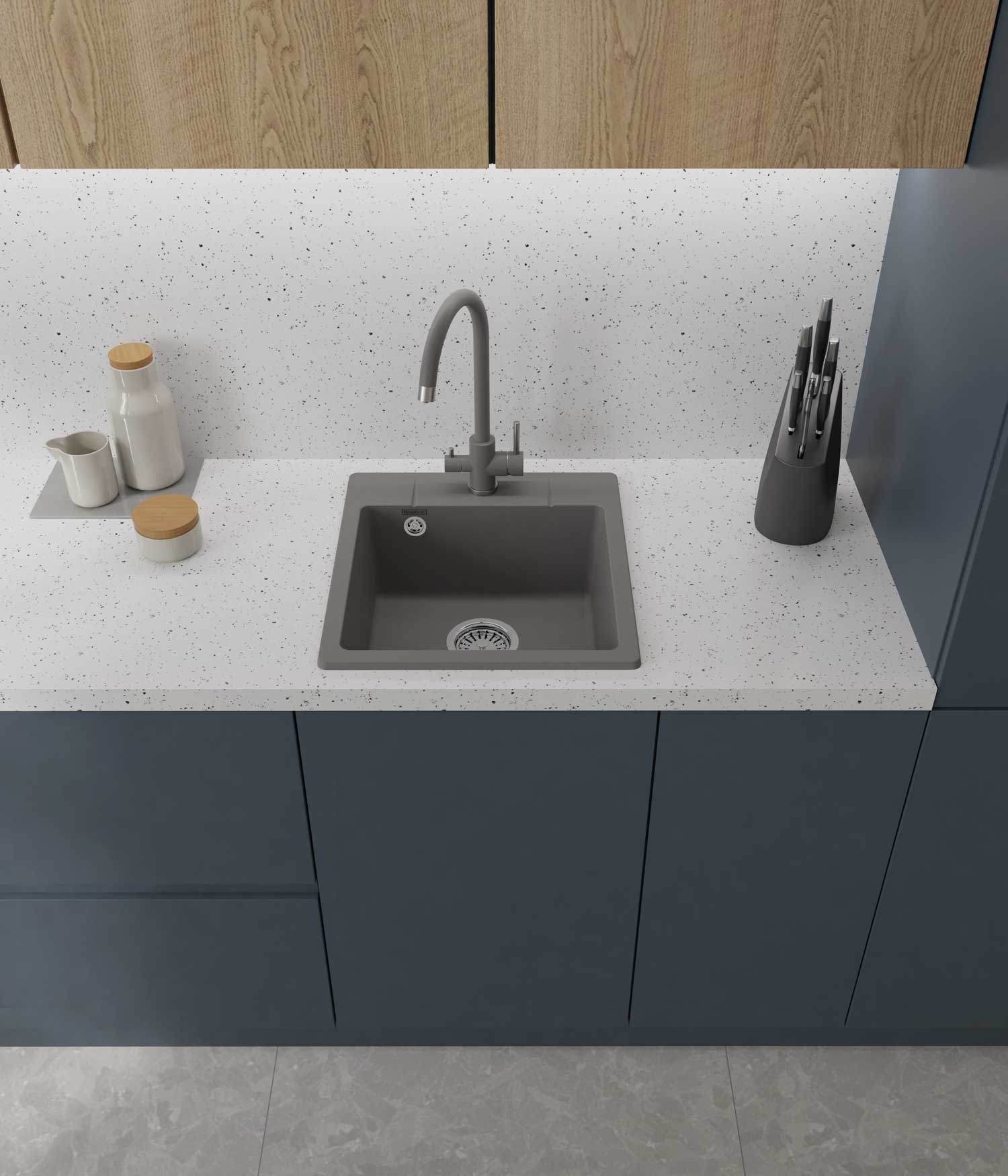 Смеситель для кухни GRANFEST QUARZ Z-5420 темно-серый - фото2