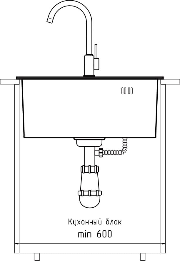 Кухонная мойка из нержавеющей стали GRANFEST METAL 5050 PVD графит - фото3