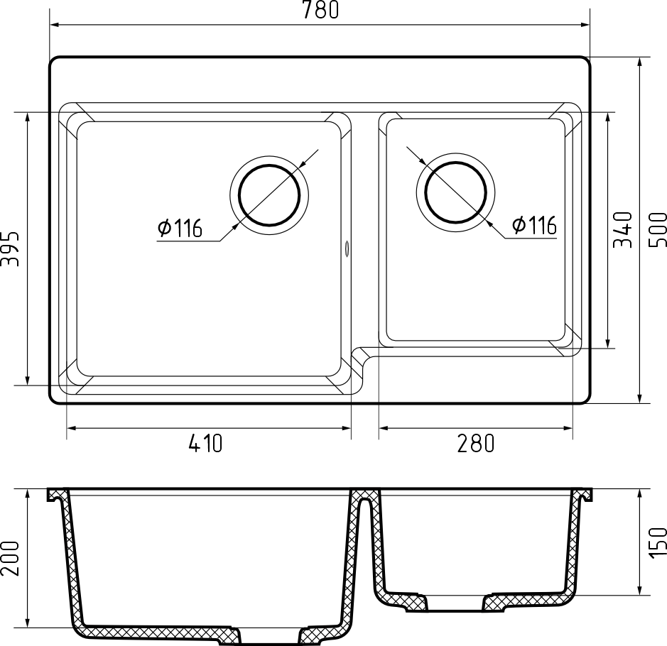 Кухонная мойка GRANFEST LEVEL LV-780K иней - фото4