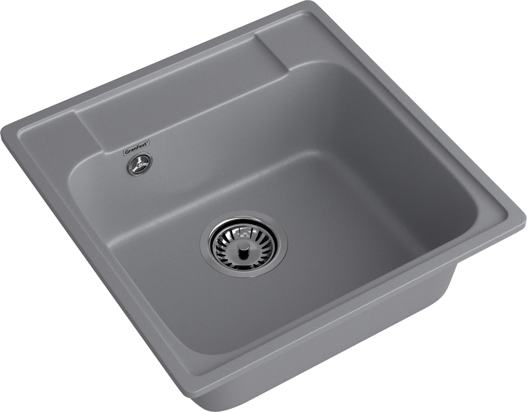 Кухонная мойка GRANFEST QUARZ Z-48 темно-серый + сифон - фото2