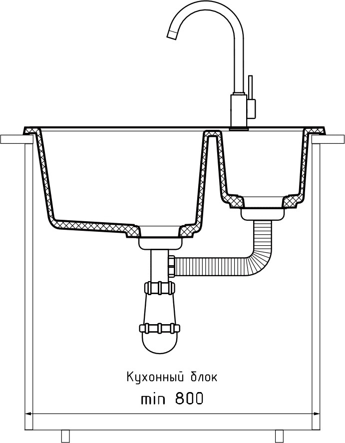 Кухонная мойка GRANFEST QUADRO Q-610K кашемир - фото4