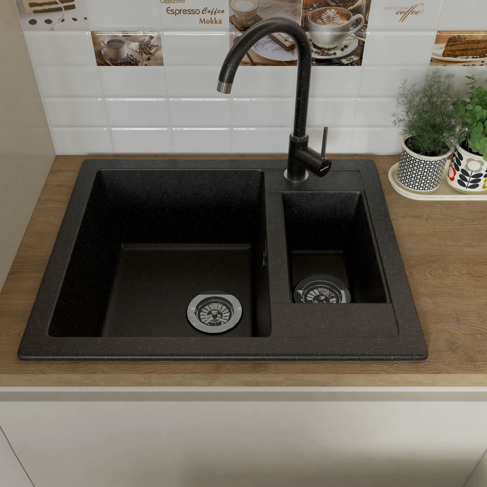 Кухонная мойка GRANFEST QUADRO Q-610K черный - фото3