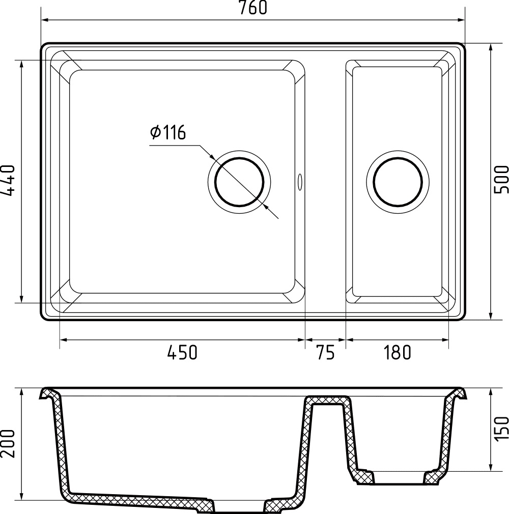 Кухонная мойка GRANFEST LEVEL LV-760K серый - фото3
