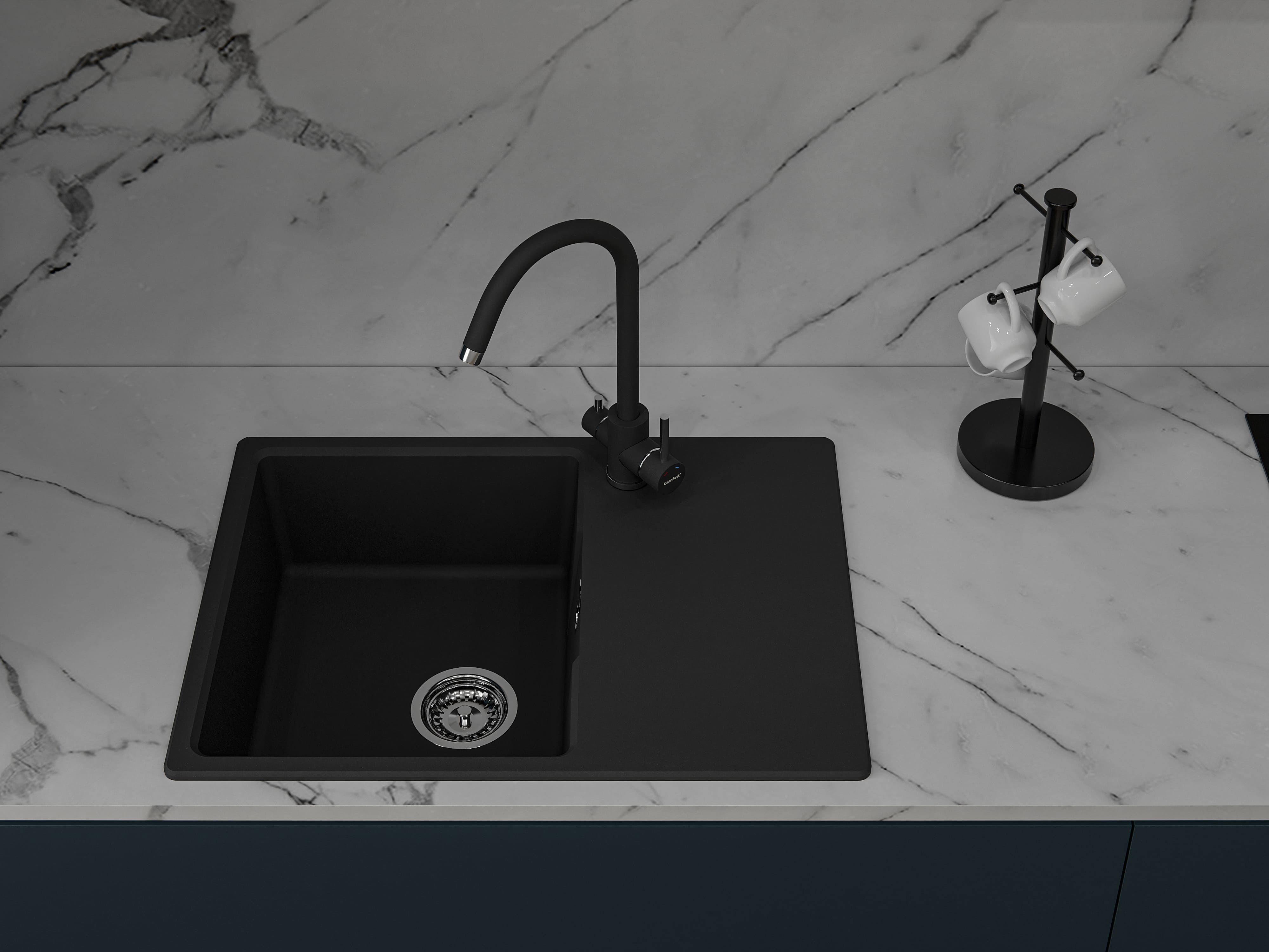 Кухонная мойка GRANFEST URBAN UR-668L черный - фото3