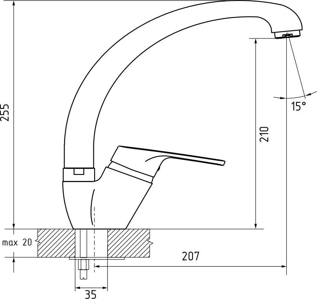 Смеситель для кухни GRANFEST 3323 хром - фото3