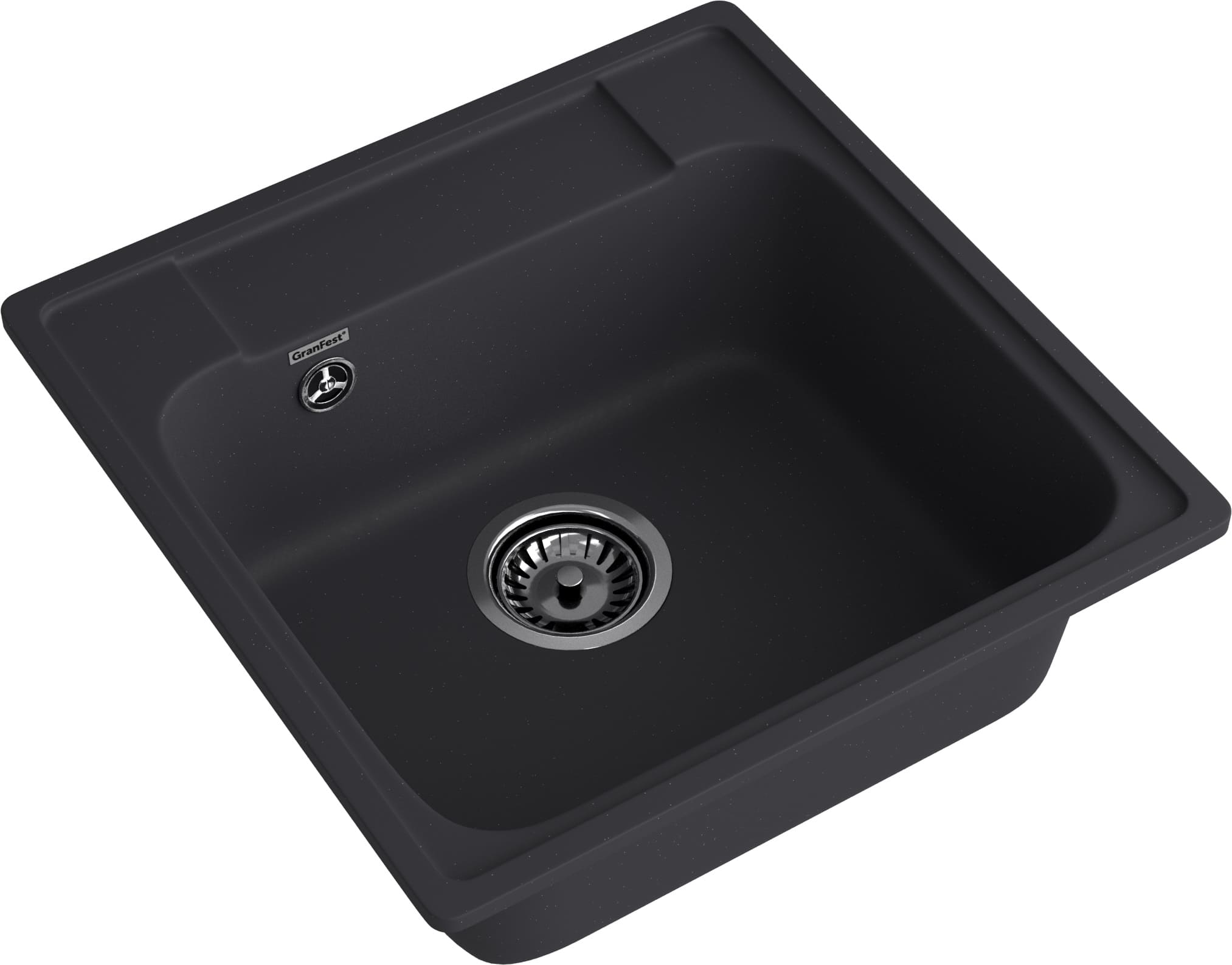 Кухонная мойка GRANFEST QUARZ Z-48 черный + сифон - фото2