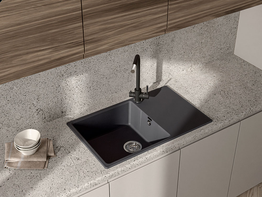 Кухонная мойка GRANFEST URBAN UR-678L черный - фото3