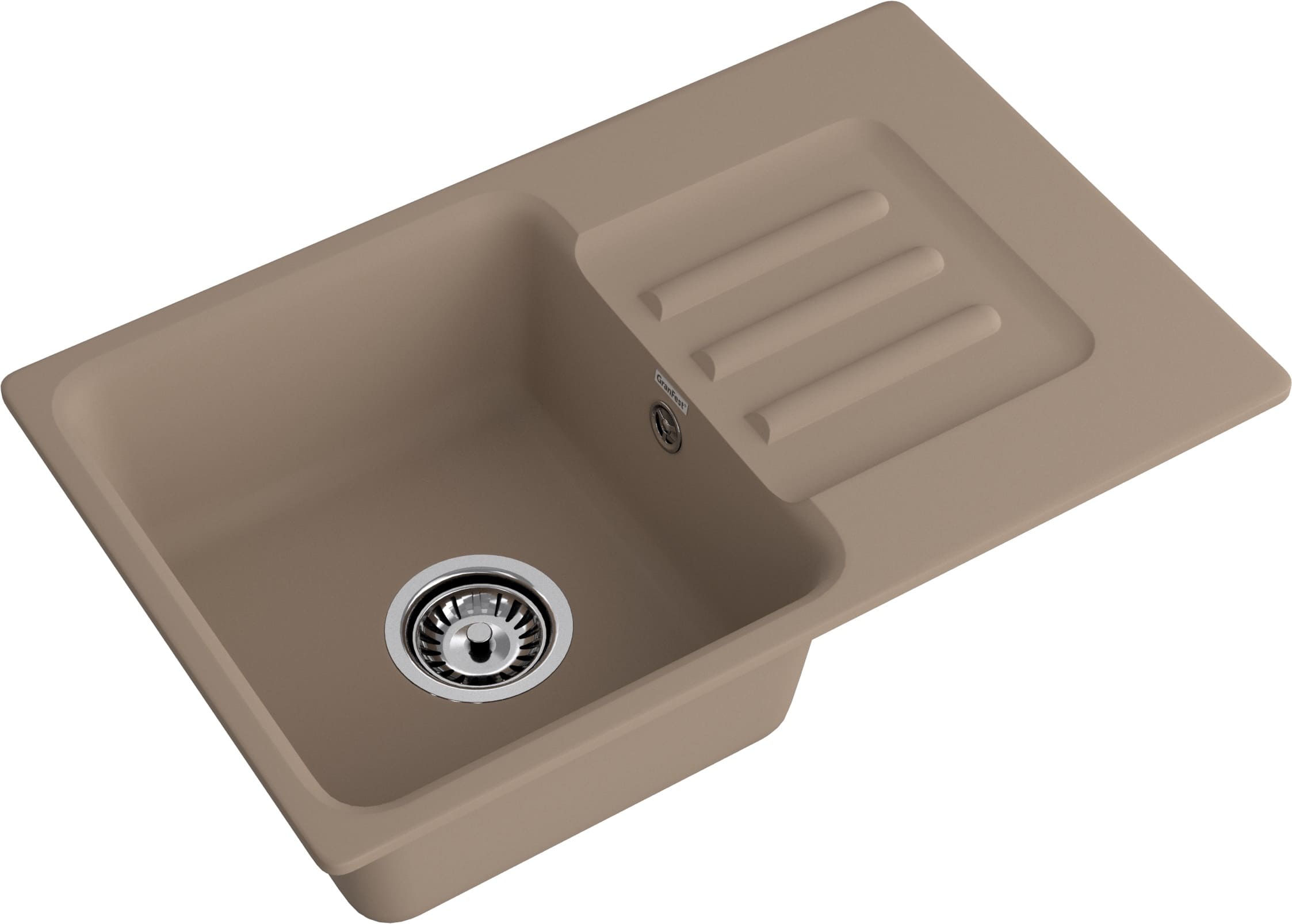 Кухонная мойка GRANFEST SMART SM-680L песочный + сифон - фото2