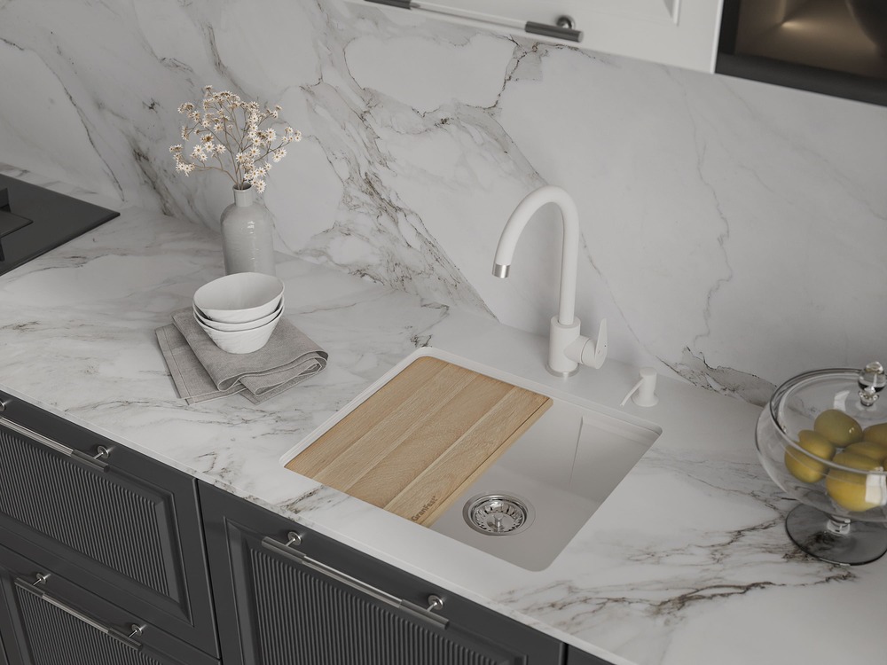 Кухонная мойка GRANFEST URBAN UR-4550 белый - фото3