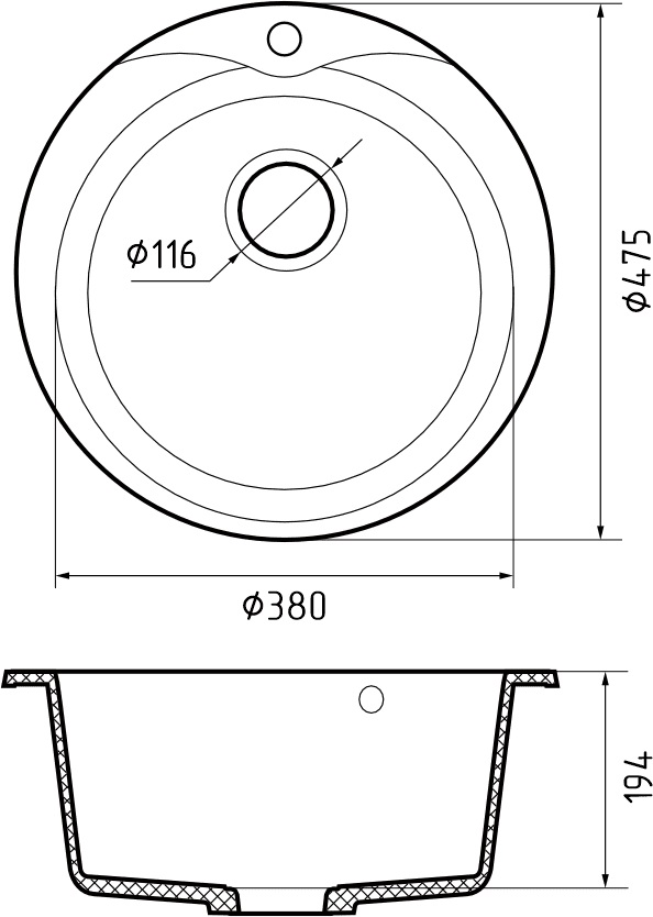 Кухонная мойка GRANFEST RONDO R-480 иней - фото3