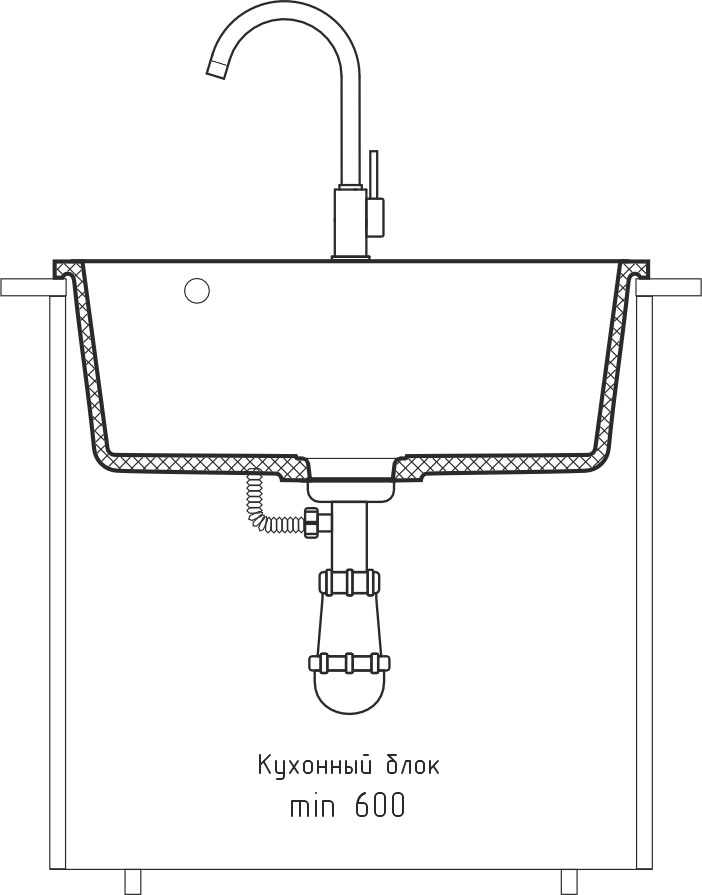 Кухонная мойка GRANFEST URBAN UR-4555 черный - фото4