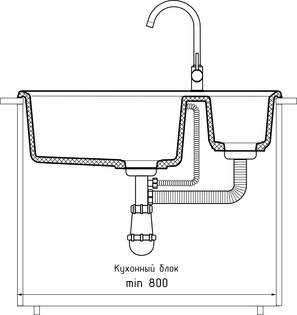 Кухонная мойка GRANFEST LEVEL LV-760K топаз - фото4