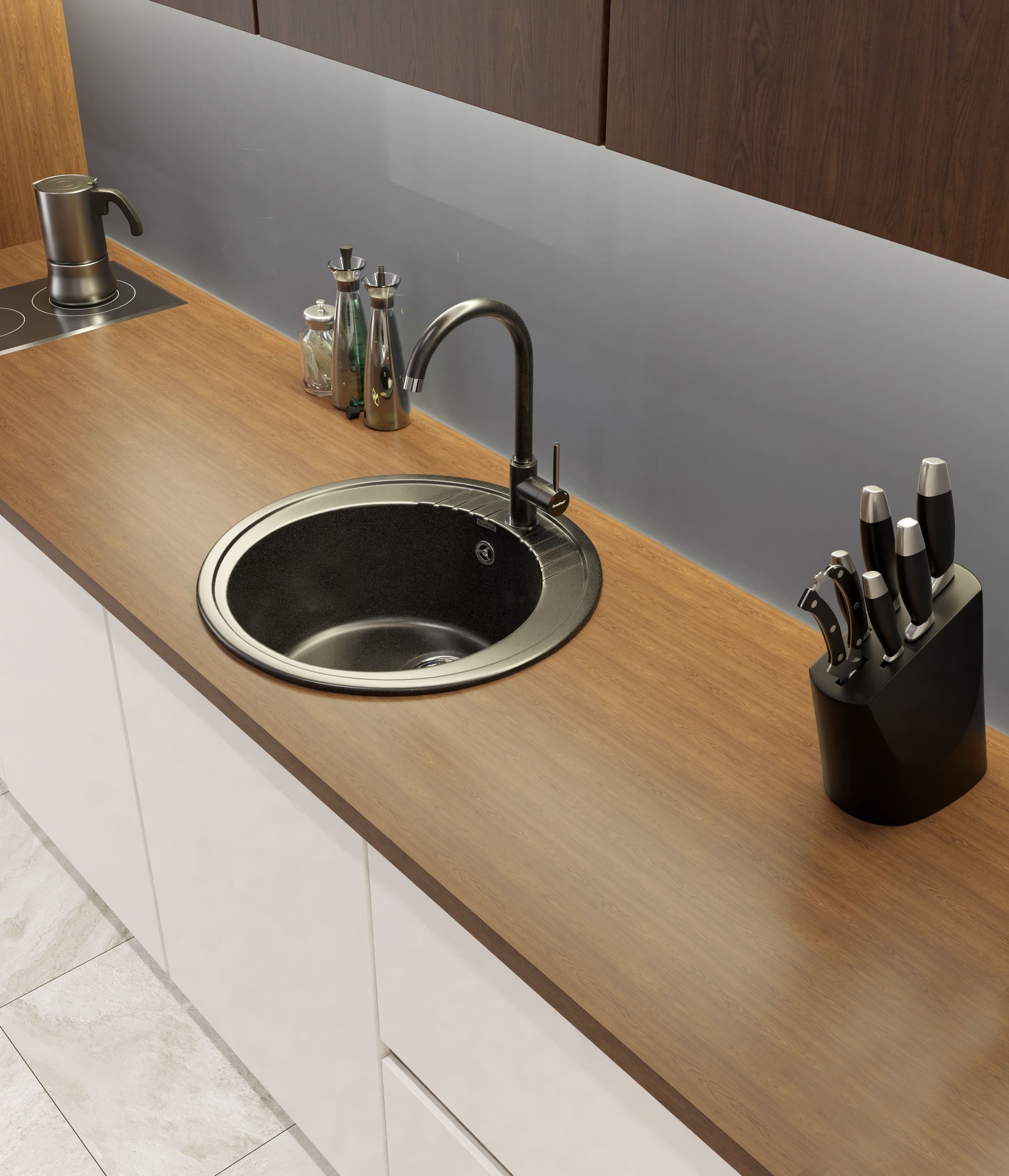 Кухонная мойка GRANFEST RONDO R-520 черный - фото3