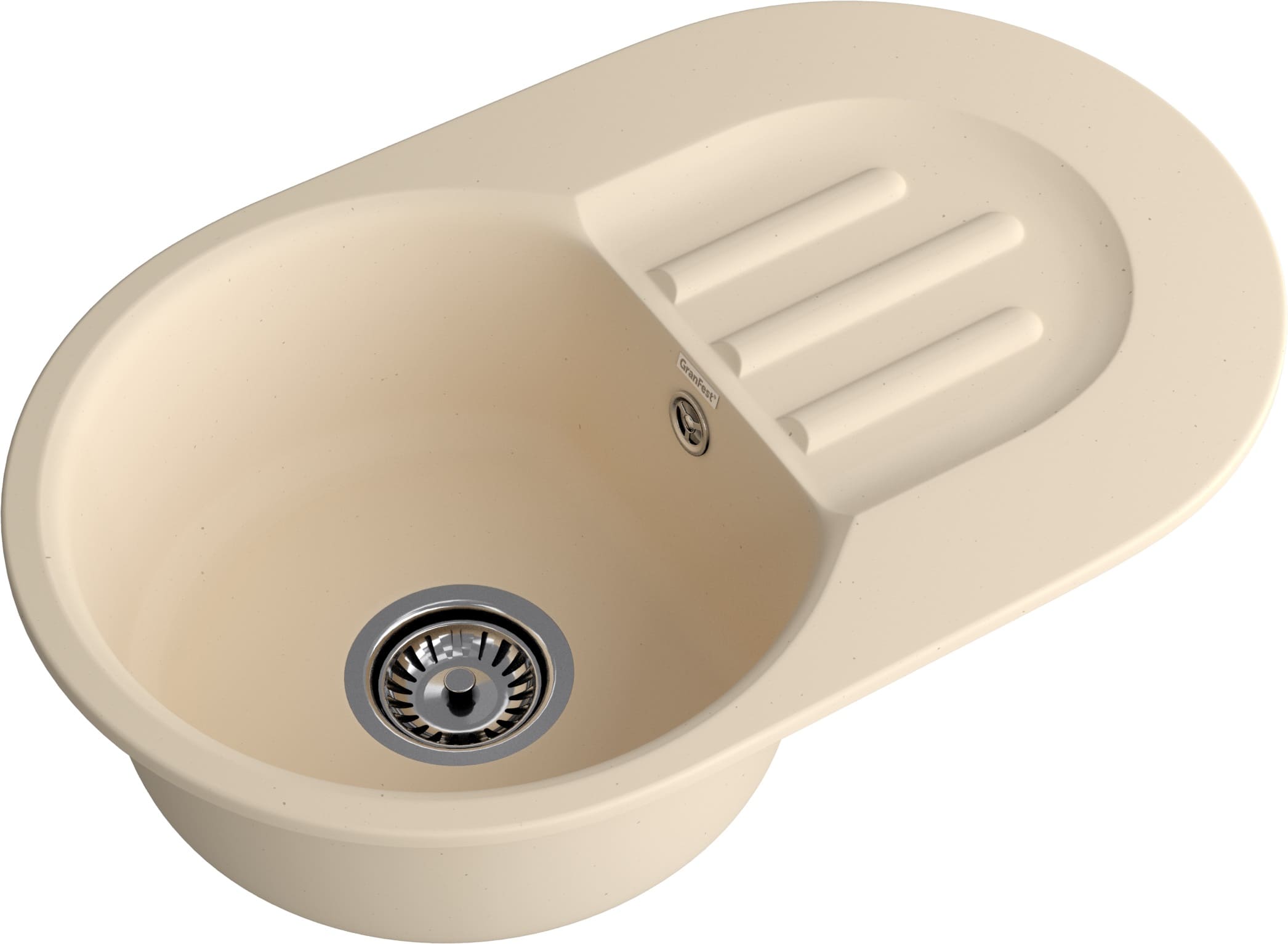 Кухонная мойка GRANFEST SMART SM-685L бежевый + сифон - фото2