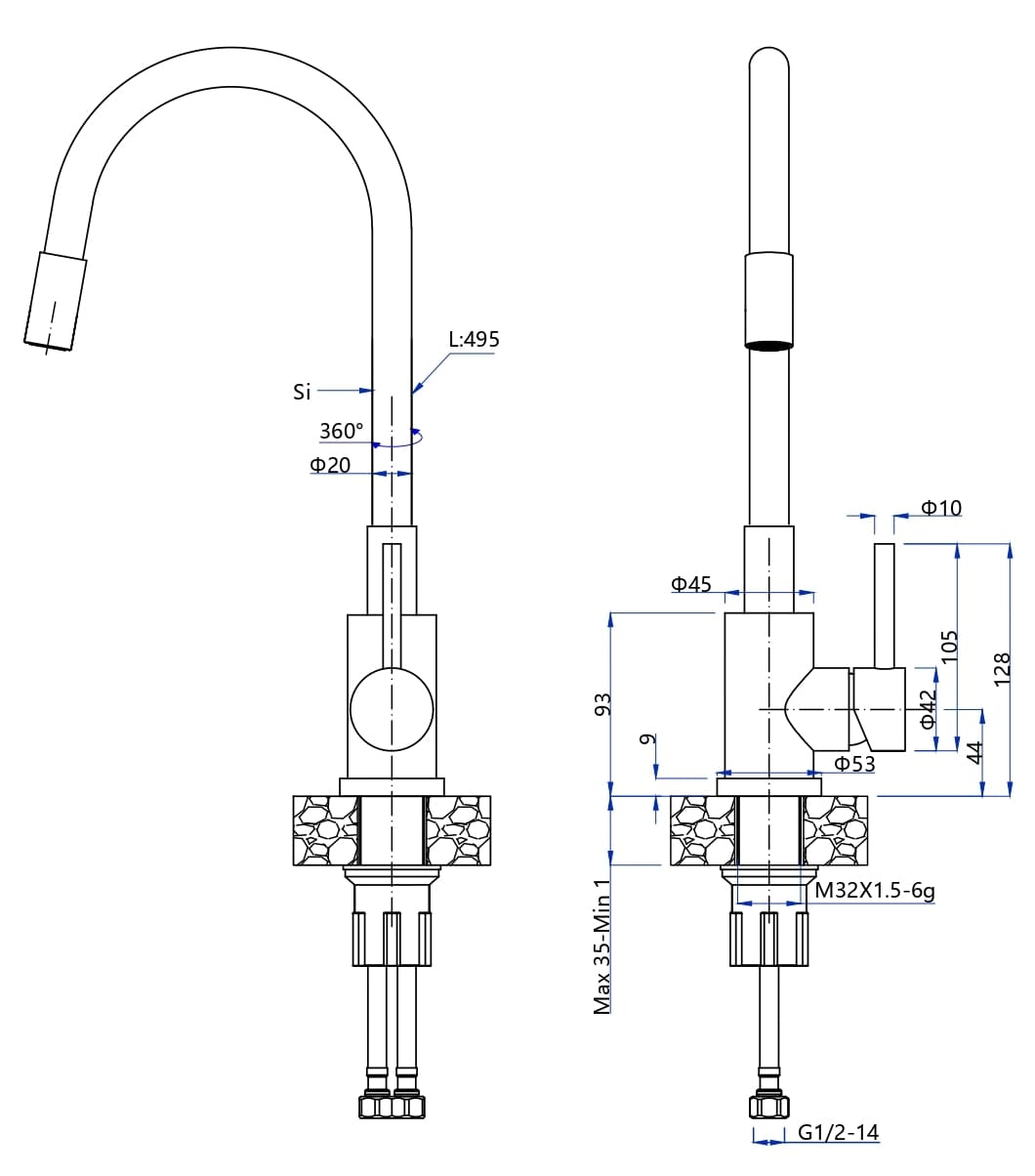 Смеситель для кухни GRANFEST 5433 - фото4