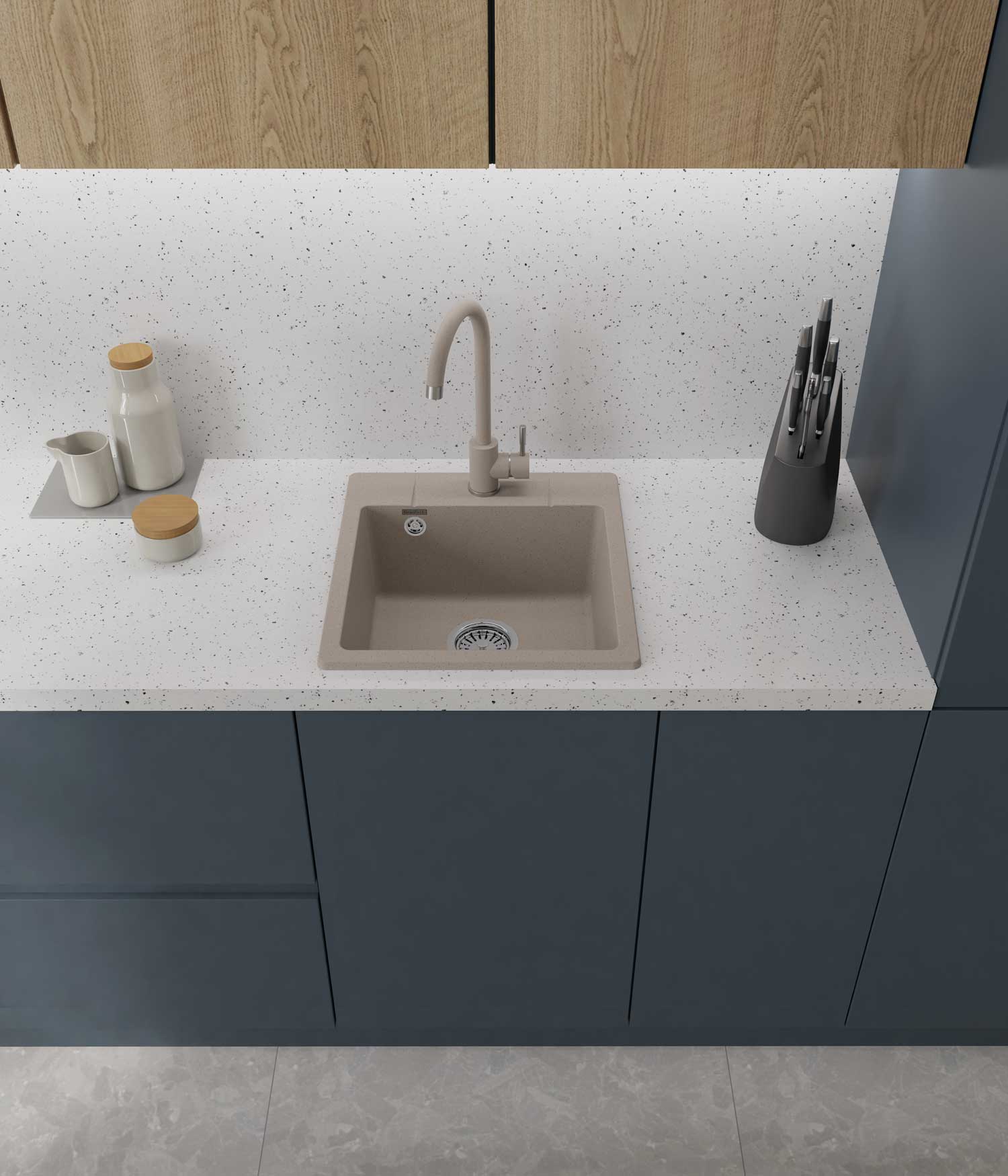 Смеситель для кухни GRANFEST QUARZ Z-5410 песочный - фото2