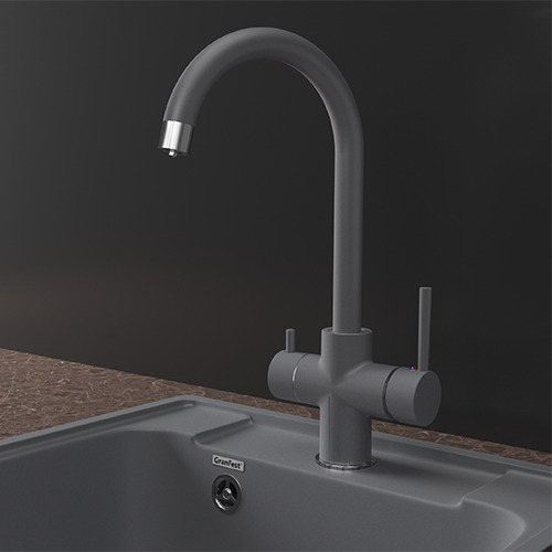 Смеситель для кухни GRANFEST QUARZ Z-5422 темно-серый - фото2