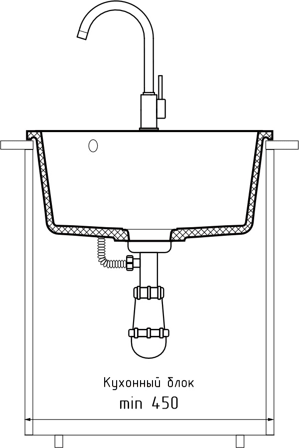 Кухонная мойка GRANFEST URBAN UR-649 темно-серый - фото4