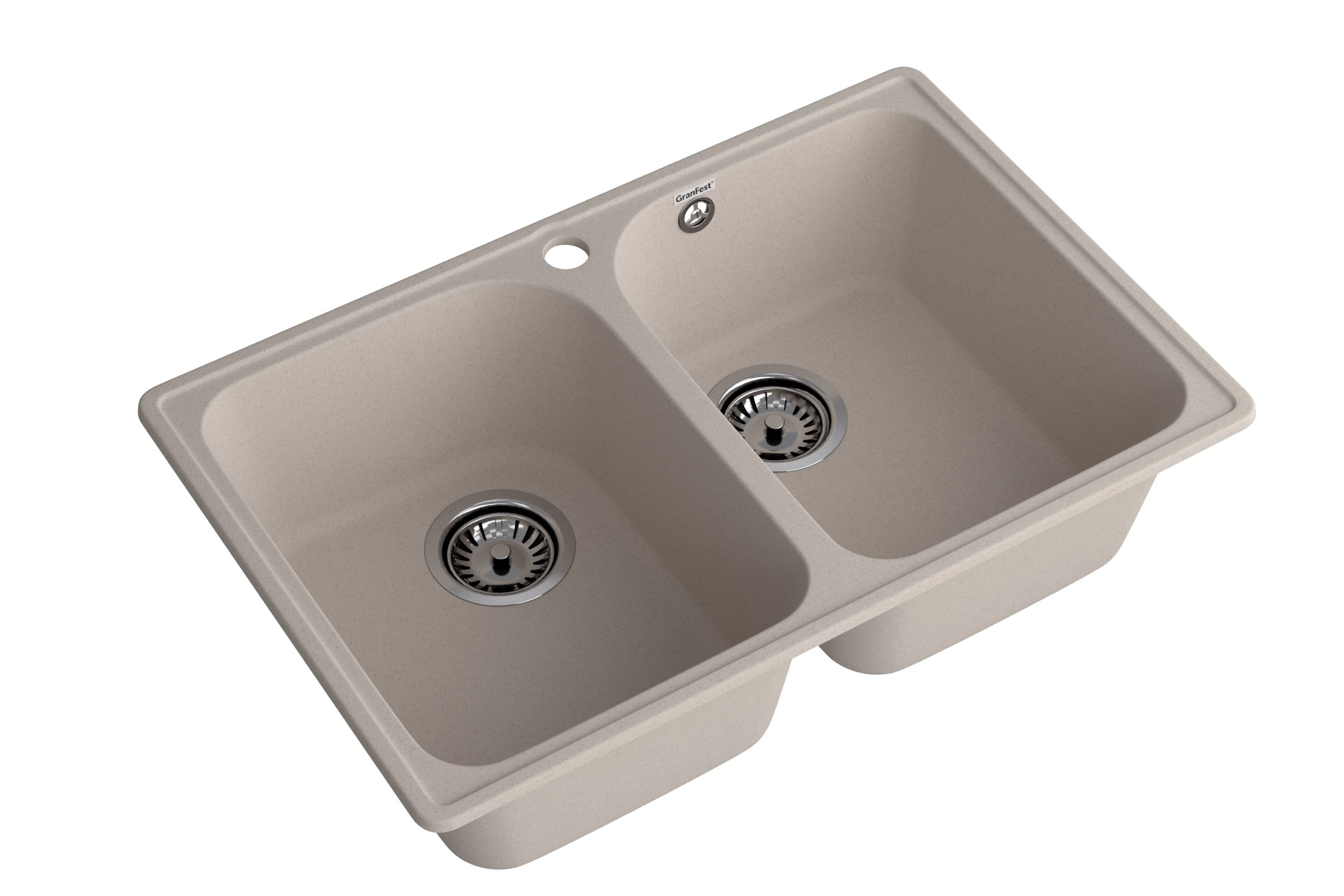 Кухонная мойка GRANFEST QUARZ Z-15 песочный + сифон - фото2