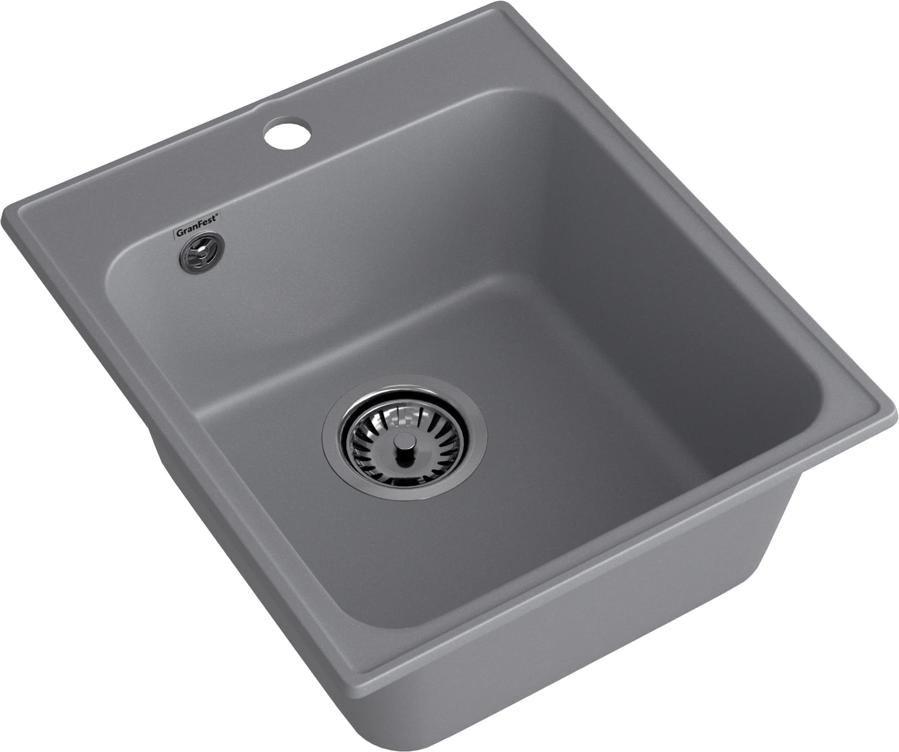 Кухонная мойка GRANFEST QUARZ Z-17 темно-серый + сифон - фото2
